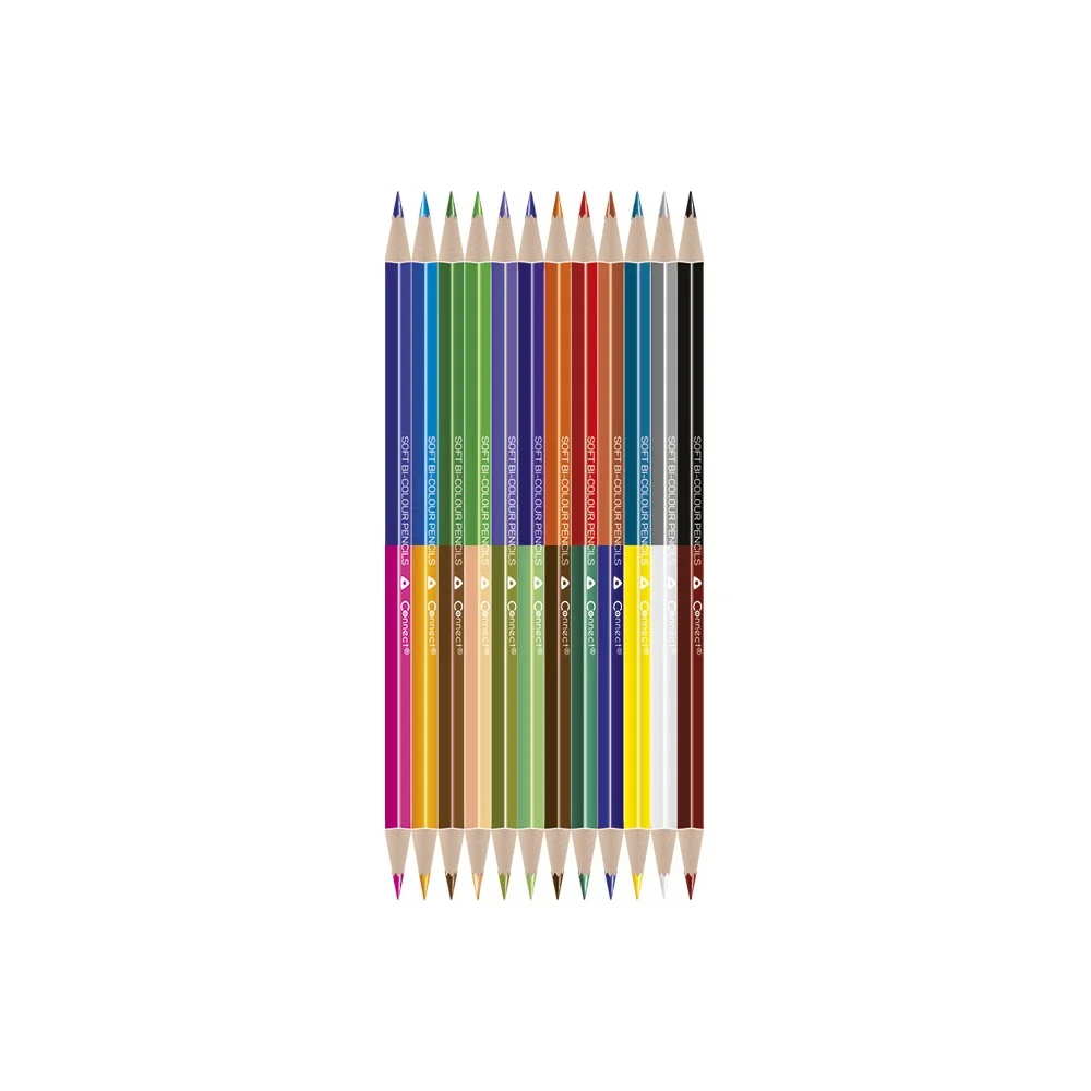 Színes ceruza készlet, kétvégű duocolor 12/24 szín Connect 24 klf. szín