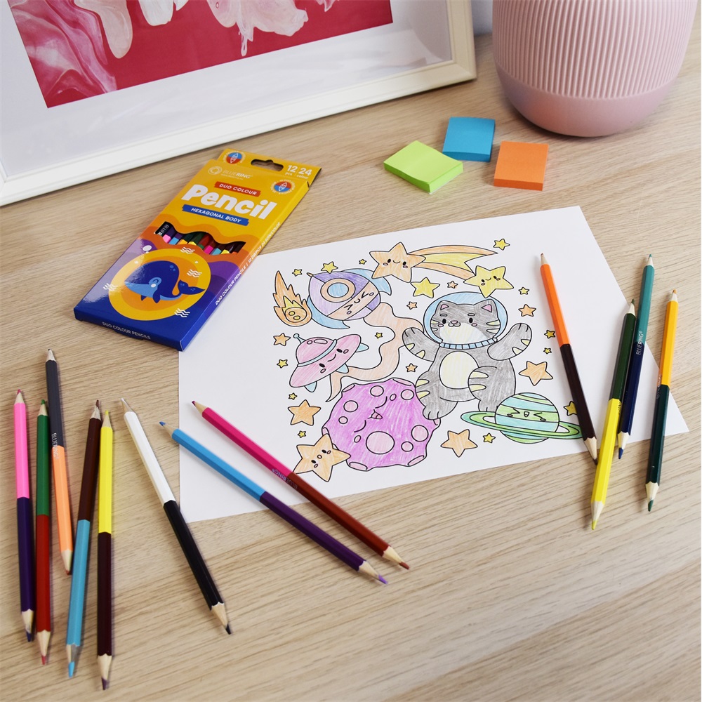 Színes ceruza készlet, kétvégű duocolor 12/24 szín Bluering® 24 klf. szín, - Image 3