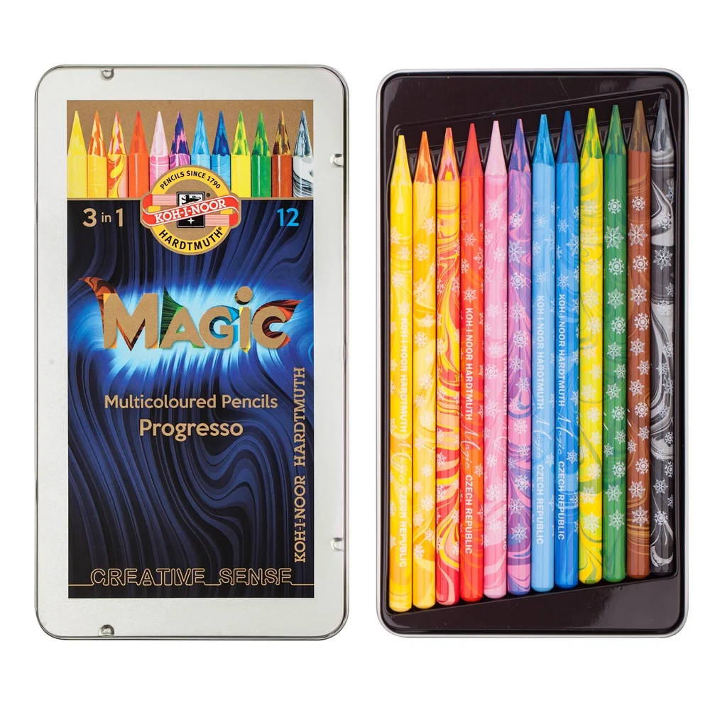 Színes varázsceruza készlet famentes PROGRESSO MAGIC 8772 KOH-I-NOOR 12 klf. szín