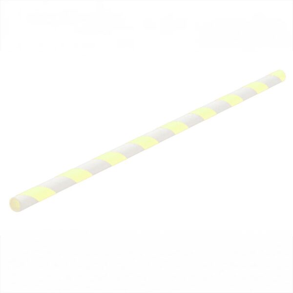 Szívószál papír 8 x 230 mm 250 db/csomag citromsárga / fehér csíkos