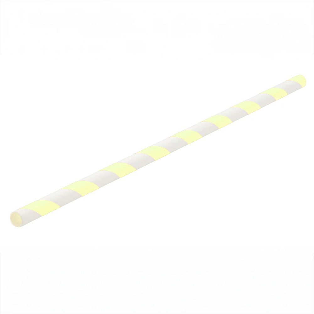 Szívószál papír 8 x 230 mm 250 db/csomag citromsárga / fehér csíkos