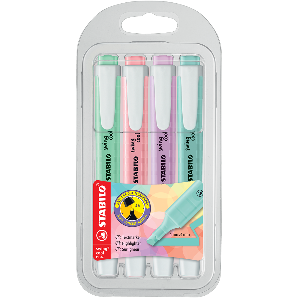 Szövegkiemelő 1-4mm, vágott hegy 4 db-os Stabilo Swing cool pastel 275/4 - Image 3