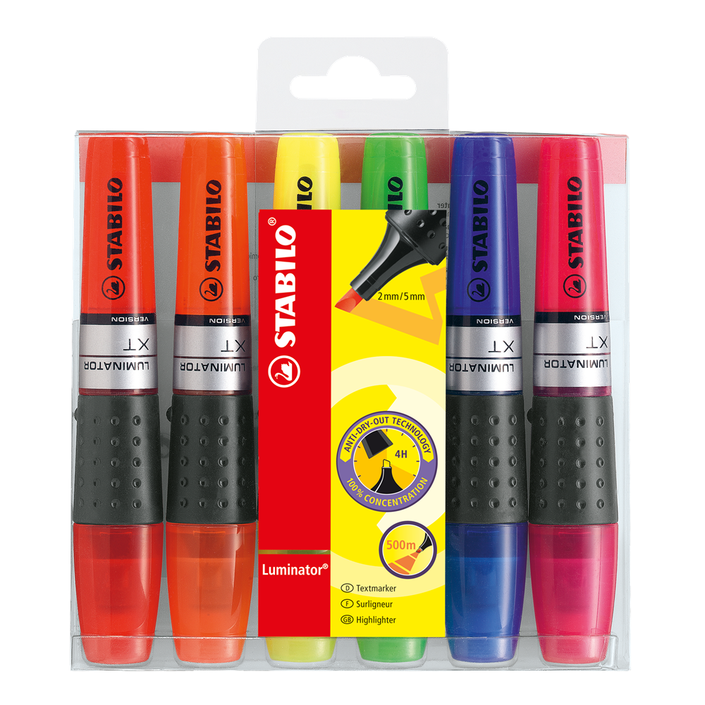 Szövegkiemelő készlet 2-5mm, vágott hegyű STABILO Luminator, 6 klf. szín - Image 2