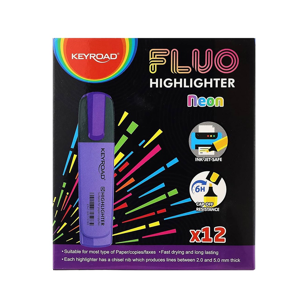 Szövegkiemelő vágott hegyű, lapos test Keyroad Fluo neon lila - Image 2