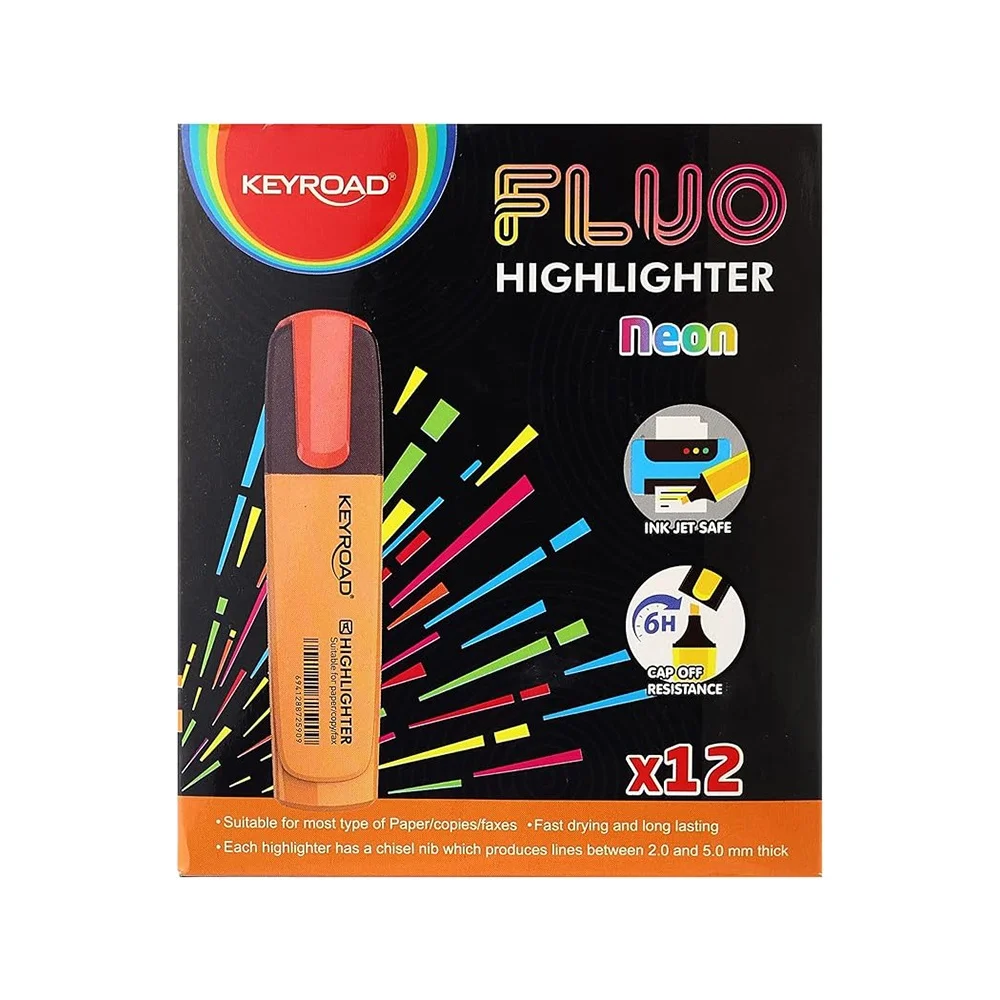 Szövegkiemelő vágott hegyű, lapos test Keyroad Fluo neon narancs - Image 2