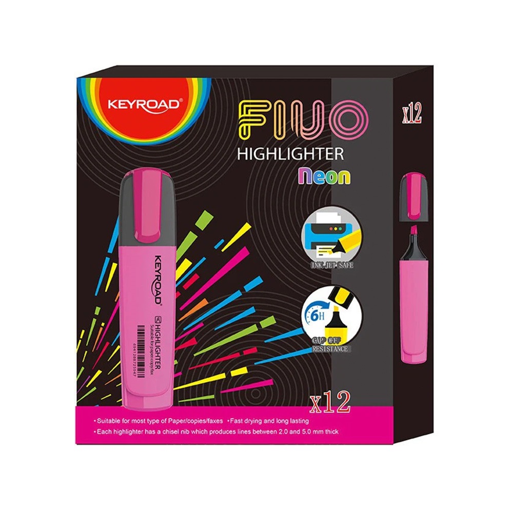 Szövegkiemelő vágott hegyű, lapos test Keyroad Fluo neon rózsaszín - Image 2