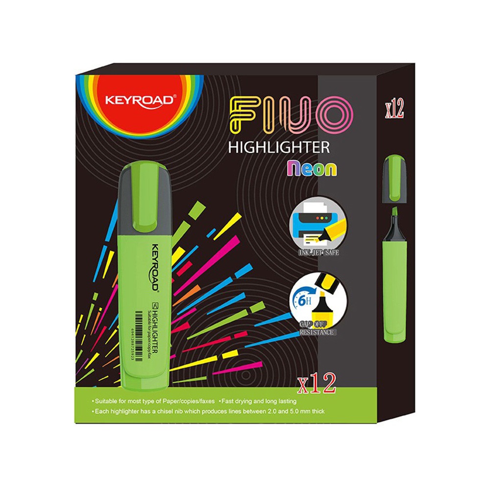 Szövegkiemelő vágott hegyű, lapos test Keyroad Fluo neon zöld - Image 2