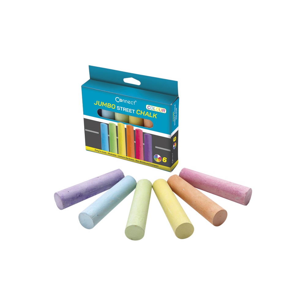 Táblakréta kerek pormentes, vastag 6 db/doboz, Connect vegyes színek - Image 2