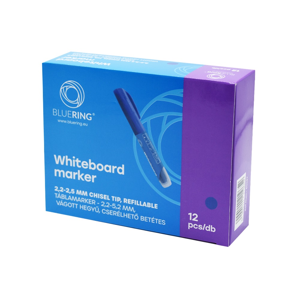 Táblamarker 2,2-5,2mm, vágott hegyű, cserélhető betétes, Bluering kék - Image 2