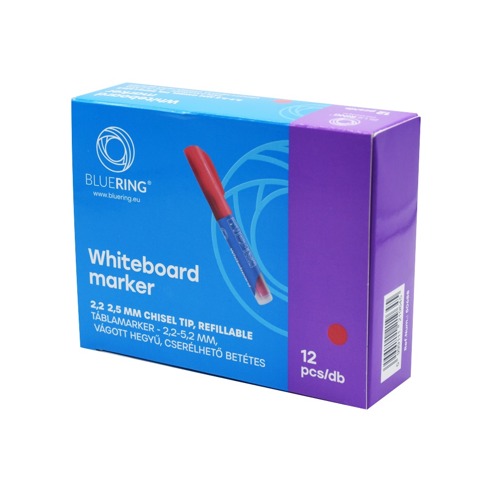 Táblamarker 2,2-5,2mm, vágott hegyű, cserélhető betétes, Bluering piros - Image 2