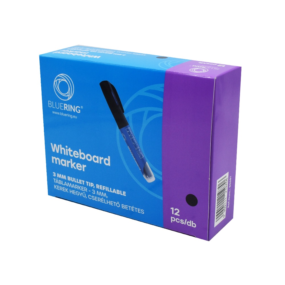 Táblamarker 3mm, kerek, cserélhető betétes, Bluering fekete - Image 2