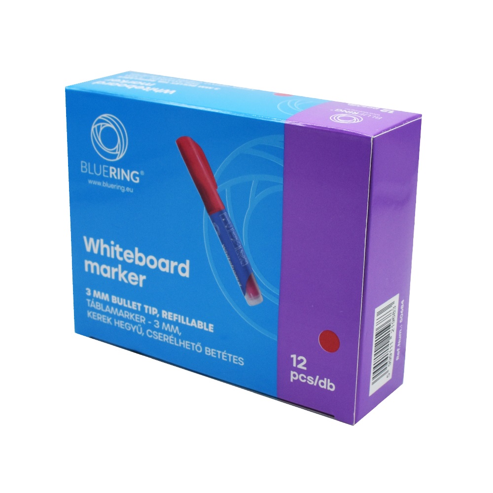 Táblamarker 3mm, kerek, cserélhető betétes, Bluering piros - Image 2