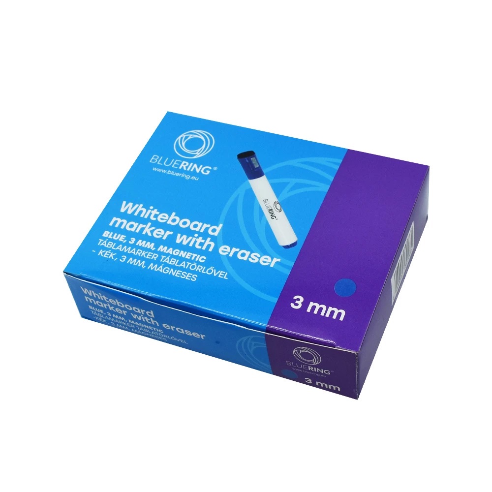 Táblamarker 3mm, mágneses, táblatörlővel multifunkciós Bluering® kék - Image 2