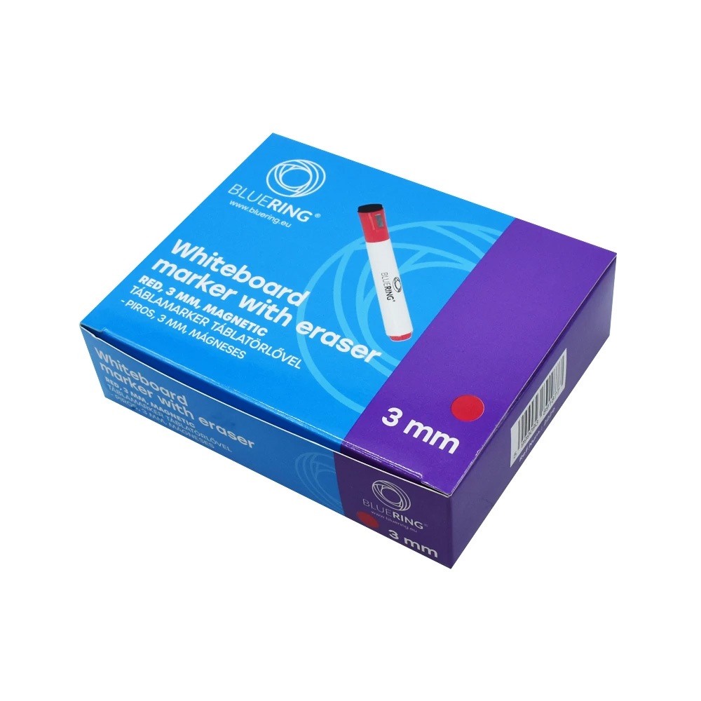 Táblamarker 3mm, mágneses, táblatörlővel multifunkciós Bluering® piros - Image 2