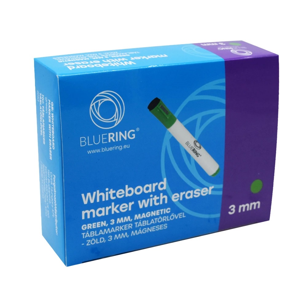 Táblamarker 3mm, mágneses, táblatörlővel multifunkciós Bluering® zöld - Image 2