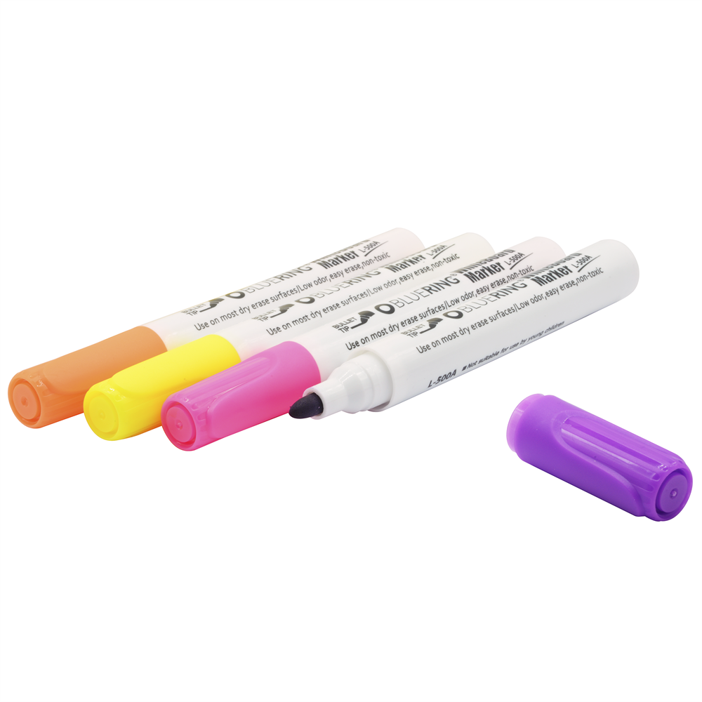 Táblamarker kerek test Bluering® neon, 4 klf. szín - Image 2