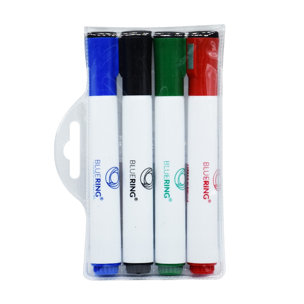 Táblamarker készlet, 3mm, mágneses, törlővel multifunkciós kerek Bluering®, 4 klf. szín - Image 3