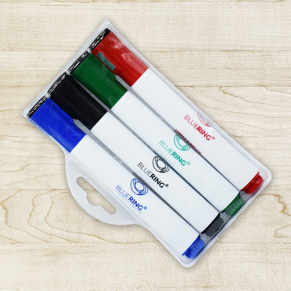 Táblamarker készlet, 3mm, mágneses, törlővel multifunkciós kerek Bluering®, 4 klf. szín - Image 6