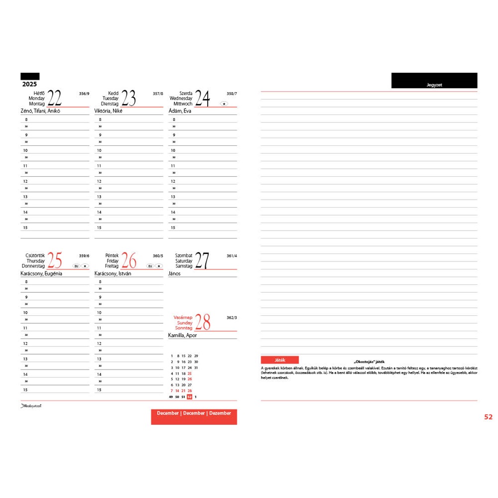 Tanítói zsebkönyv A5, műbőr 145mmx205mm, fehér lapokkal szirmok 2025/2026 Realsystem - Image 2