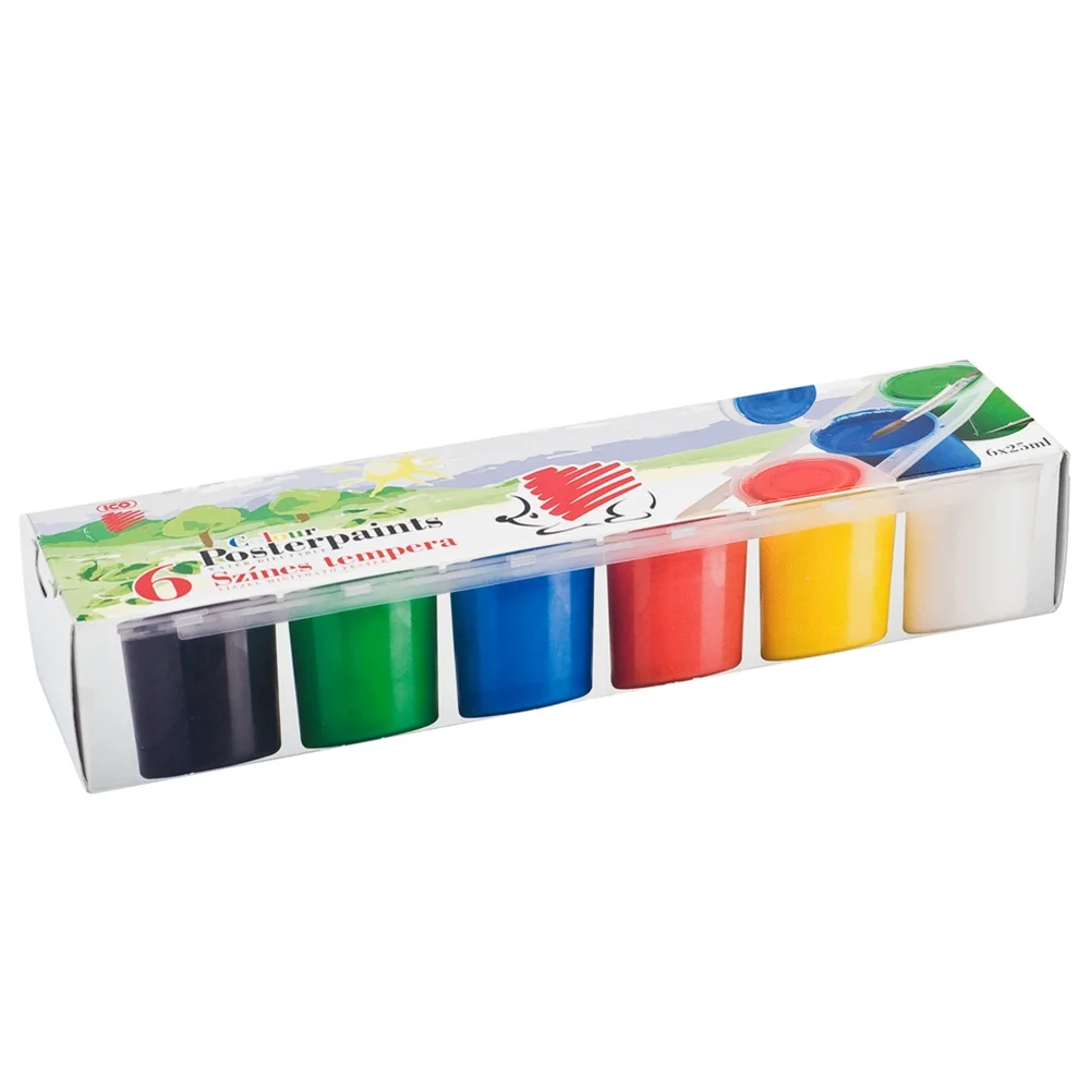 Tempera tégelyes 6x25ml, Süni Ico 6 klf. szín