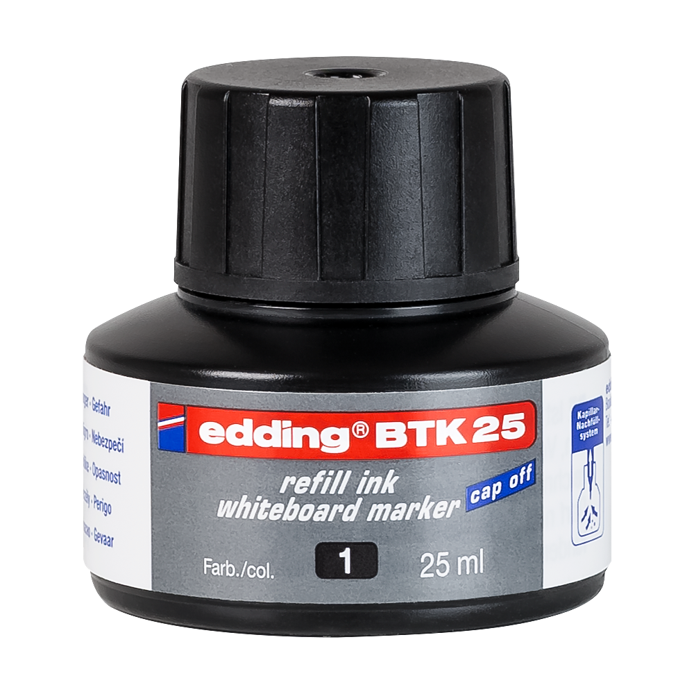 Tinta utántöltő táblamarkerhez 25ml, Edding BTK25 fekete - Image 3