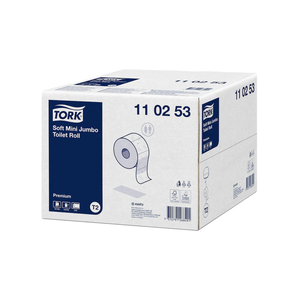 Toalettpapír 2 rétegű közületi átmérő: 18,8 cm 850 lap/170 m/tek 12 tek/karton Soft Mini Jumbo Premium Tork_110253 fehér - Image 2