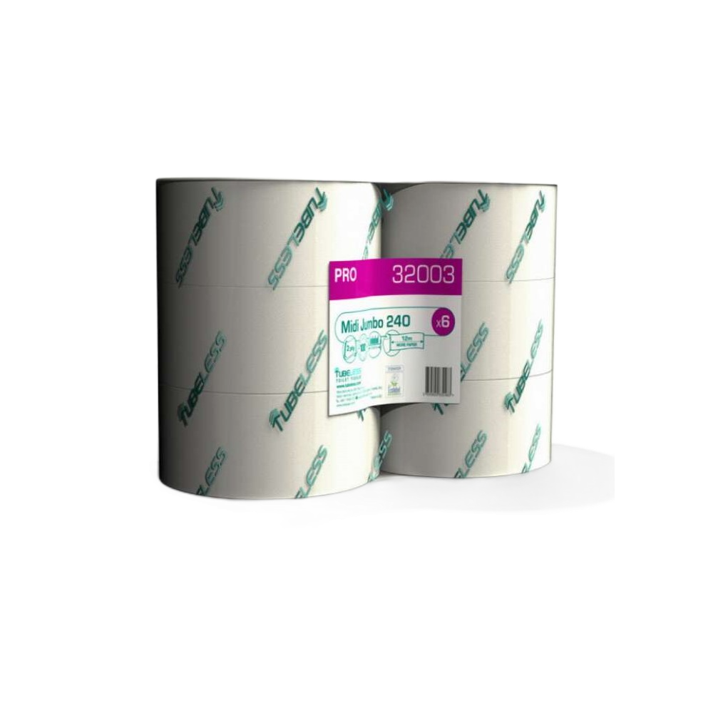 Toalettpapír 2 rétegű közületi Midi 242 m/tekercs duda nélküli 12 tekercs/karton Tubeless hófehér