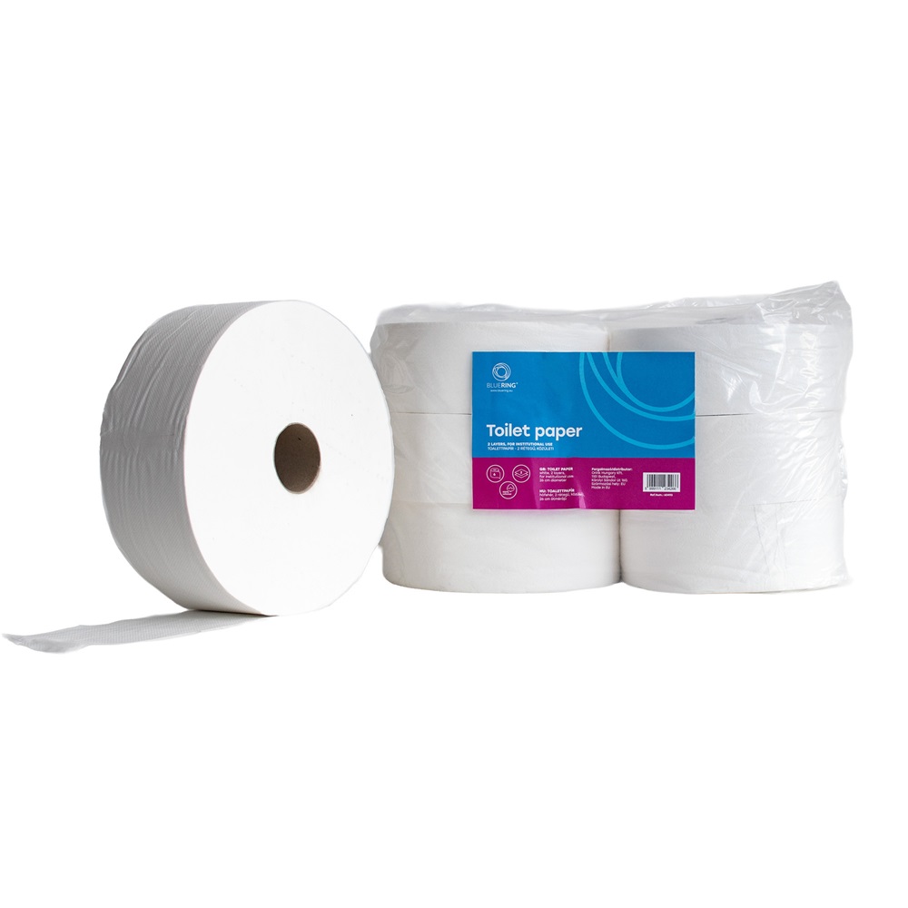 Toalettpapír 2 rétegű közületi átmérő: 26 cm 100 % cellulóz 210 m/tekercs 6 tekercs/karton Bluering® hófehér - Image 2