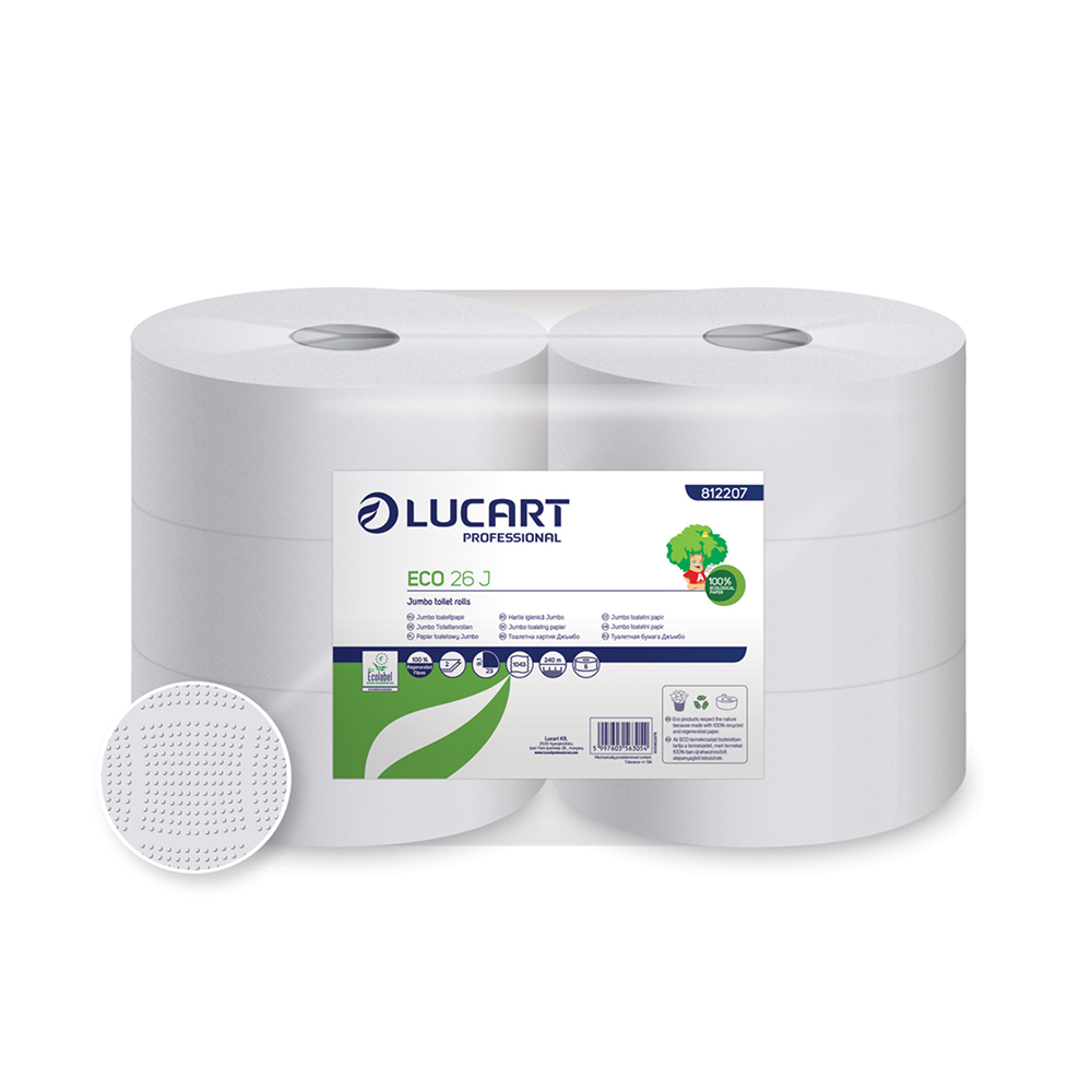 Toalettpapír 2 rétegű közületi átmérő: 26 cm 6 tekercs/karton 26 J EcoLucart_812207 fehér