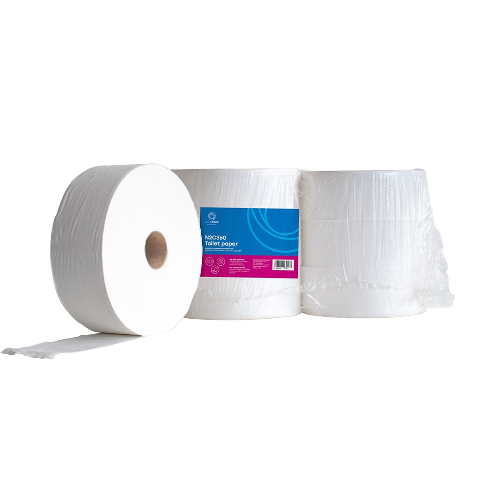 Toalettpapír 2 rétegű közületi átmérő: 27 cm 100 % cellulóz 360 m/tekercs 6 tekercs/csomag N2C360_hófehér_CUP - Image 2