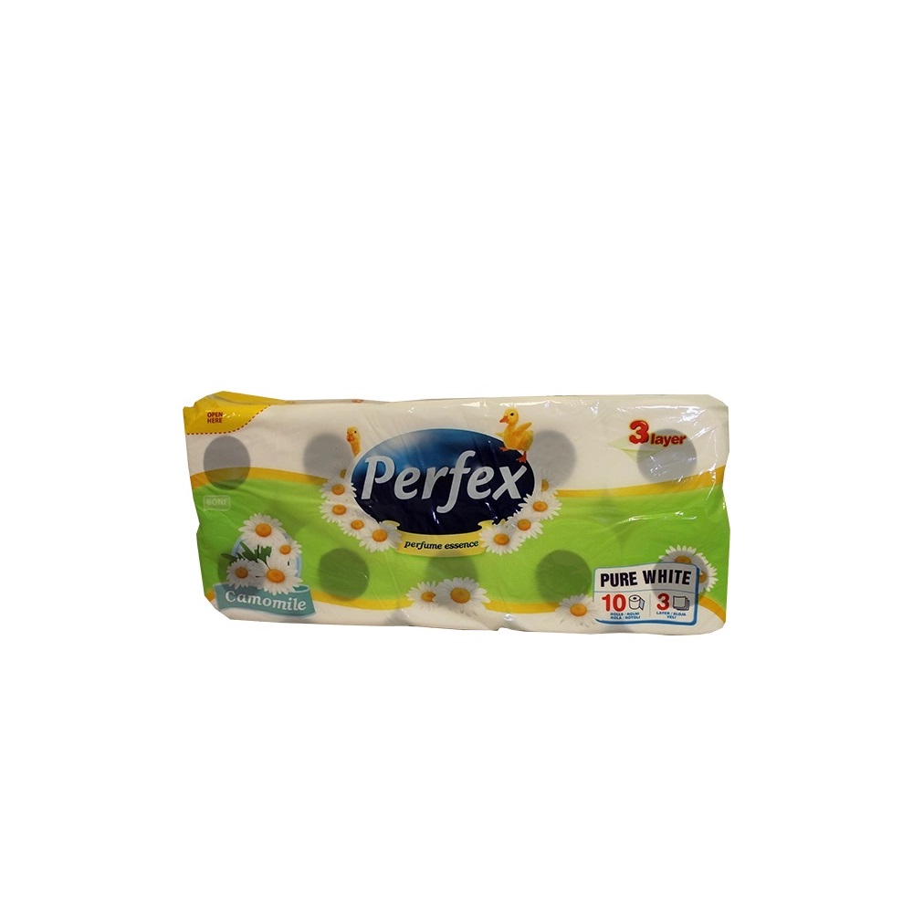Toalettpapír 3 rétegű 120 lap/tekercs 10 tekercs/csomag Boni Perfex Parfüm Essence kamillás