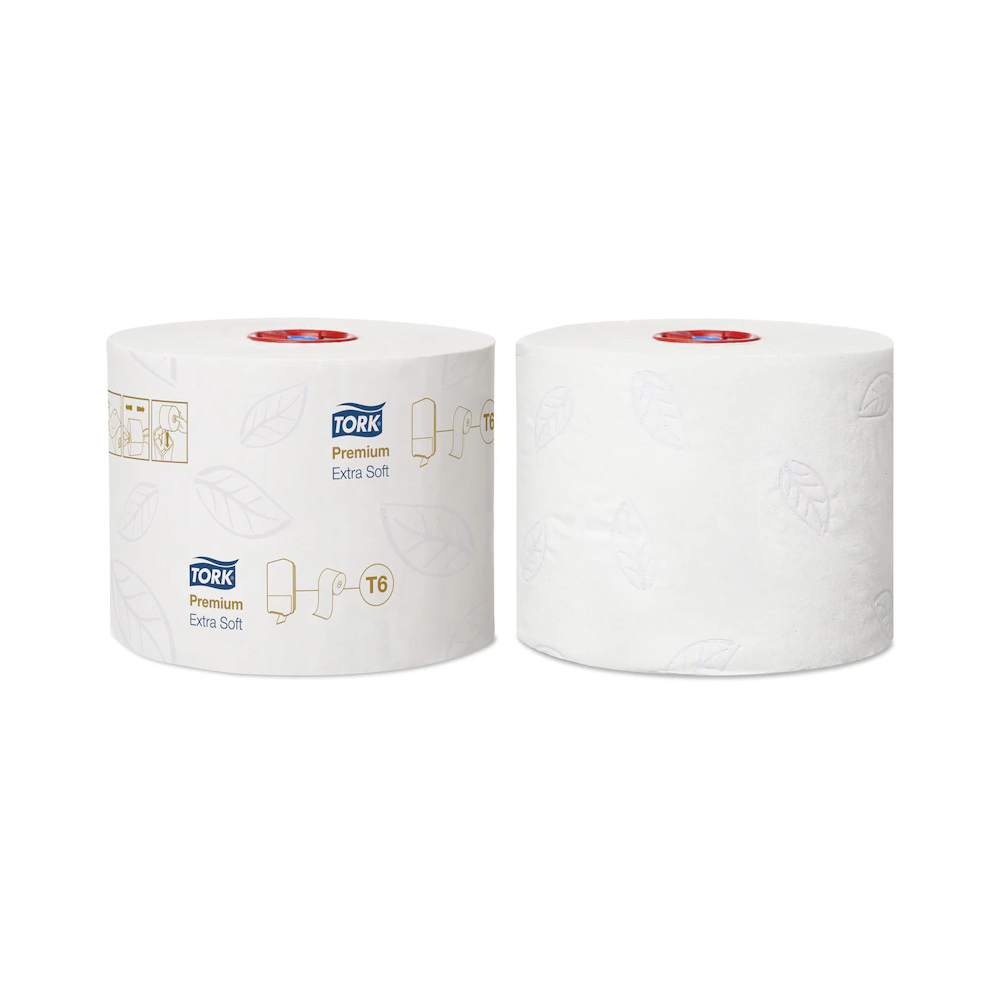 Toalettpapír 3 rétegű duplatekercses átmérő: 13,2 cm 70 m/tek 27 tekercs/karton Premium Mid-size T6 Tork_127510 fehér - Image 2