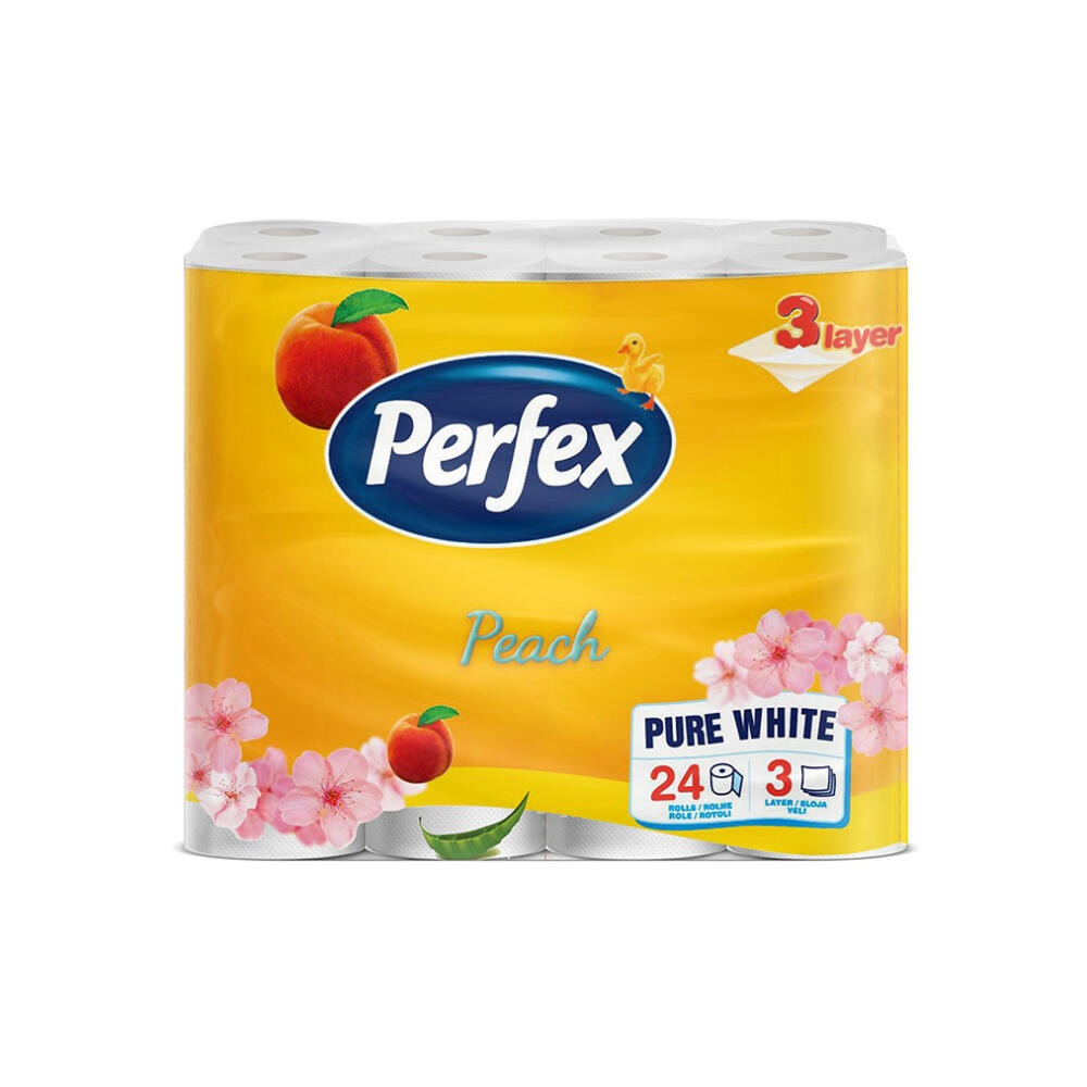 Toalettpapír 3 rétegű kistekercses 100% cellulóz 90 lap/tekercs 24 tekercs/csomag Boni Perfex Barack