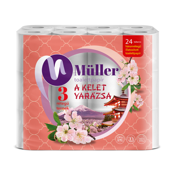 Toalettpapír 3 rétegű kistekercses 100% cellulóz 100 lap/tekercs 24 tekercs/csomag Kelet Varázsa Müller fehér