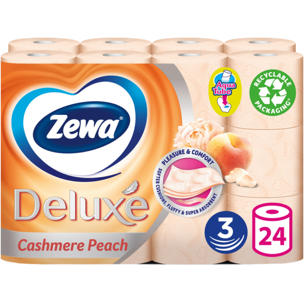 Toalettpapír 3 rétegű kistekercses 100 % cellulóz 150 lap/tekercs 24 tekercs/csomag Zewa Deluxe Cashmere Peach