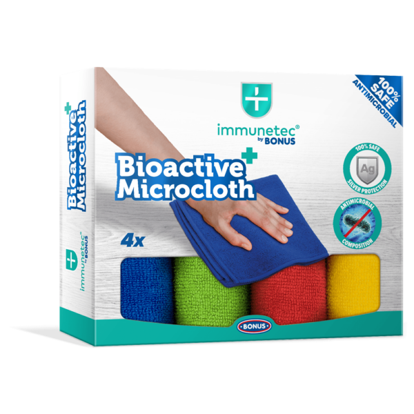 Törlőkendő mikroszálas 32 x 32 cm Immunetec BioActive 4 db/csomag Bonus_B785
