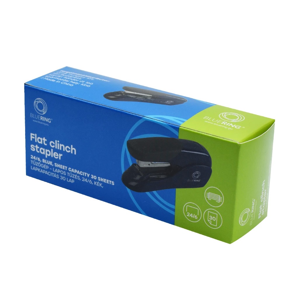 Tűzőgép 30lap 24/6 Flat Clinch lapos tűzés Bluering® BRC30 kék - Image 4