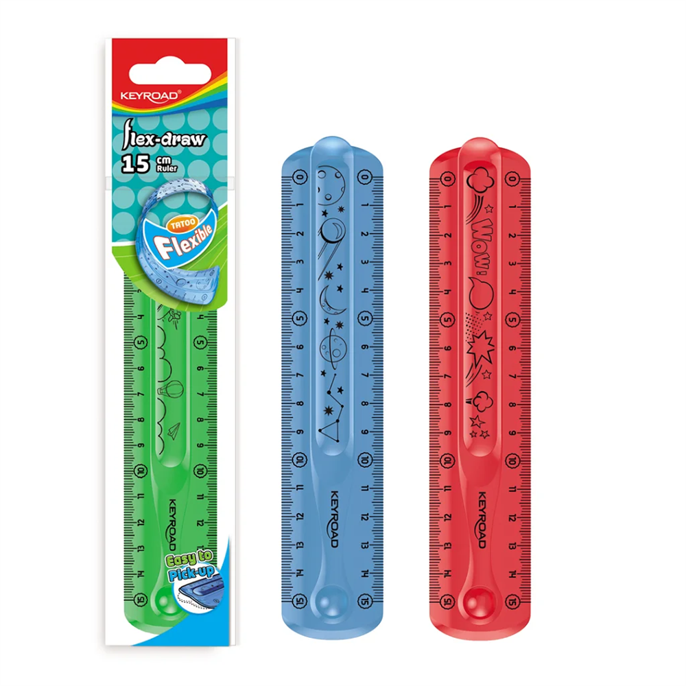 Vonalzó 15 cm, flexibilis Keyroad Flex Draw vegyes színek - Image 2