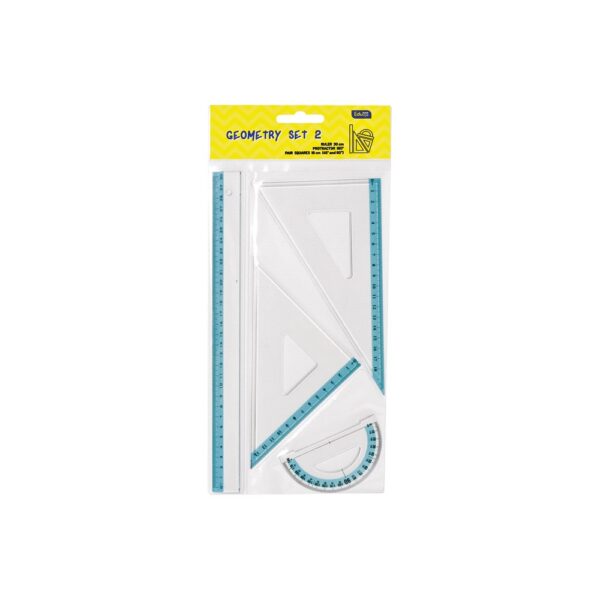 Vonalzókészlet, 30 cm egyenes vonalzó, szögmérő, 45° 13 cm és 60°, 18 cm háromszög vonalzó, 4 db/bliszter Educa