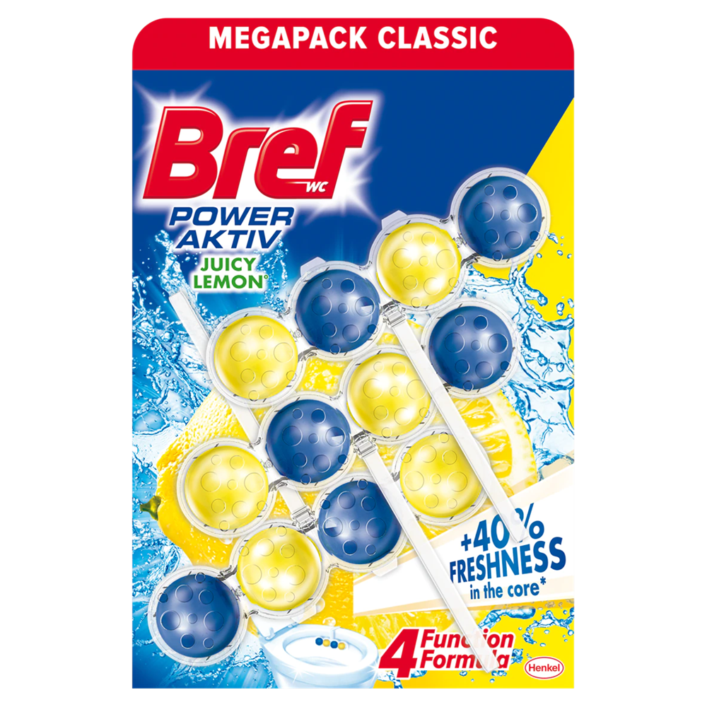 WC illatosító golyós 3 x 50 g Power Aktiv Bref Lemon - Image 2