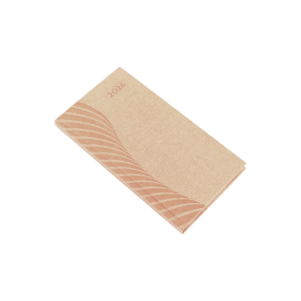 Zsebnaptár álló Amigo, fehér lapokkal drapp Realsystem 2026.