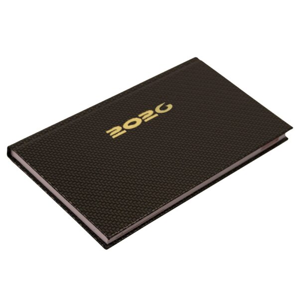 Zsebnaptár fekvő Carbon, fehér lapokkal bronz Realsystem 2026.