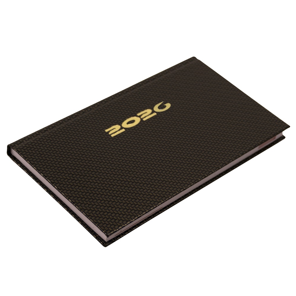 Zsebnaptár fekvő Carbon, fehér lapokkal bronz Realsystem 2026.