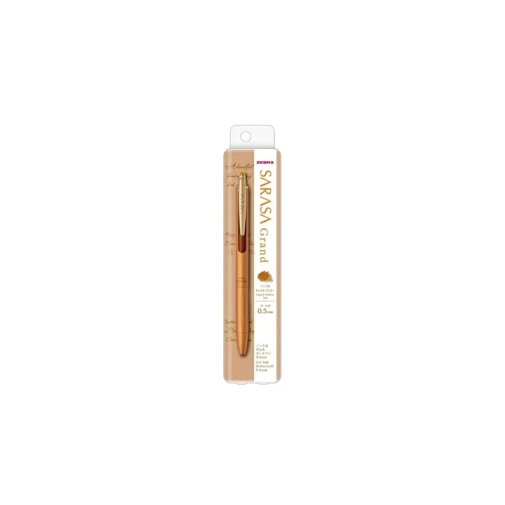 Zseléstoll 0,5mm, exkluzív gravírozható arany sárga fém test, új klipsz Zebra Grand Sarasa, írásszín kék - Image 2