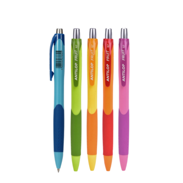 Golyóstoll nyomógombos vegyes színek 0,7mm Antilop Fruit írásszín kék