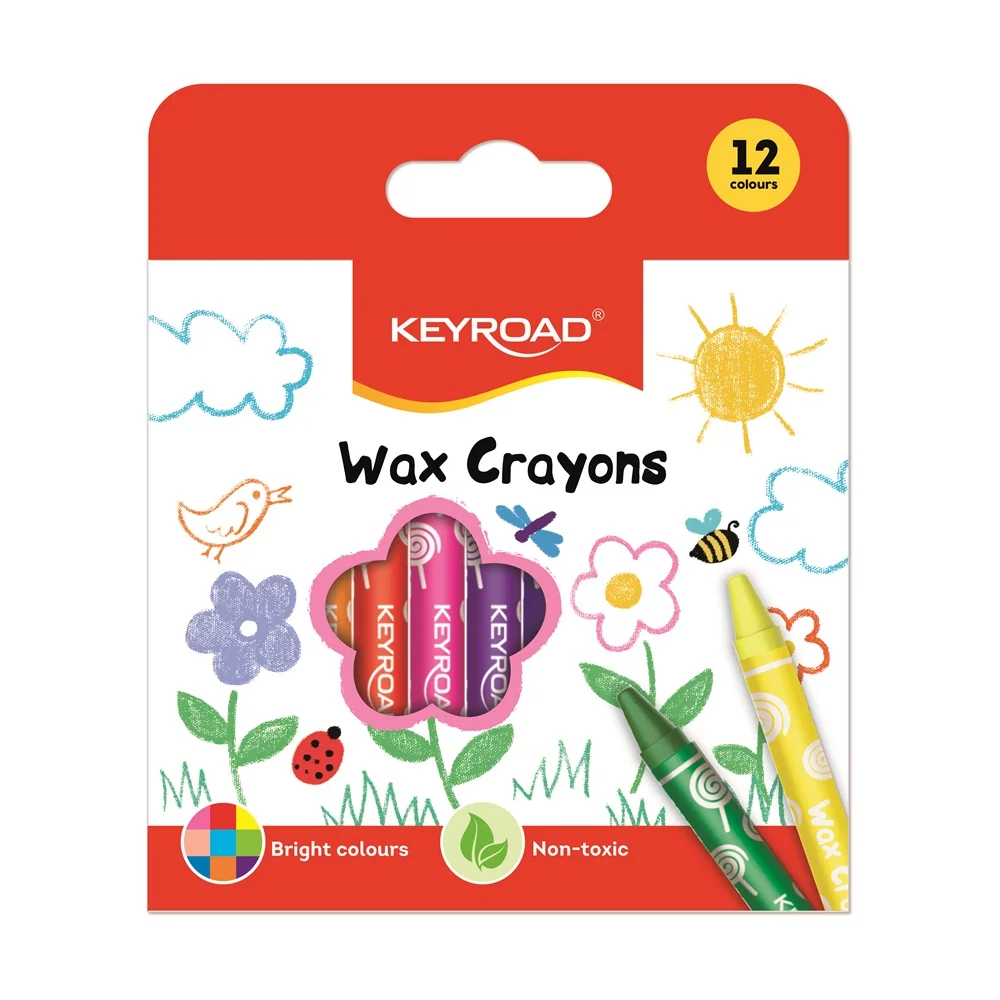 Zsírkréta készlet 8x90mm 12 db/bliszter Keyroad Wax Crayon vegyes színek - Image 2